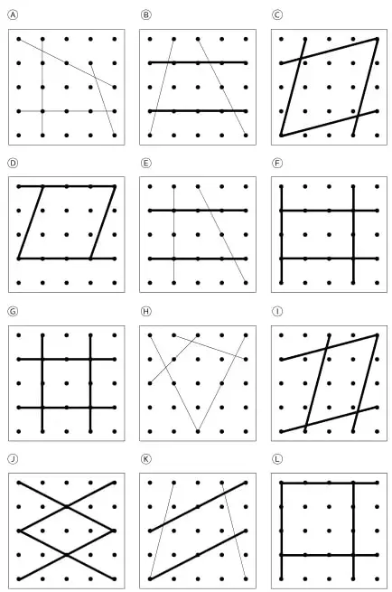 Paralelógramos con medidas de lados y ángulos.
