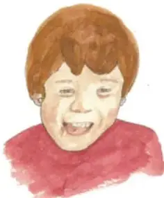 Ilustración de un niño sonriente con playera roja.