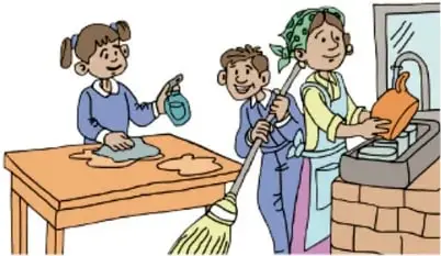 Niñas y niños participando en actividades cotidianas como amasar, barrer y lavar: Ambientes de participación en los cuales se convive cotidianamente.