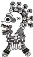 Ilustración de una figura prehispánica estilizada.