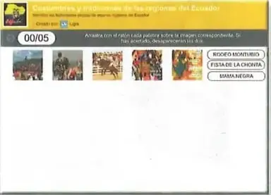Captura de pantalla de un juego sobre costumbres y tradiciones de las regiones del Ecuador.