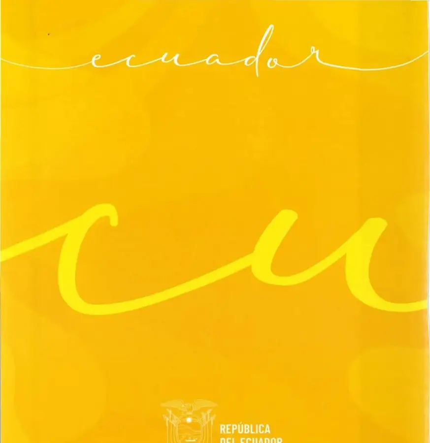 Fondo amarillo con la palabra «ecuador» escrita en letra manuscrita.