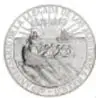 Anverso de una medalla circular de plata con leyenda conmemorativa.