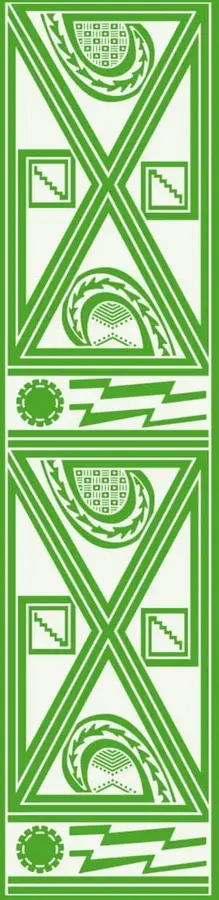 Ilustración geométrica de estilo gráfico en verde y blanco, con motivos triangulares, escaleras, engranajes y rayos, que enmarca el tema de la sección.