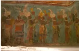 Mural de los músicos, Muro sur del cuarto 1 del Templo de los murales de Bonampak, Chiapas.