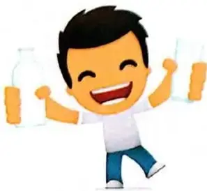Pictograma de bebidas del recreo: jugo, leche y agua, usando caritas como símbolos.