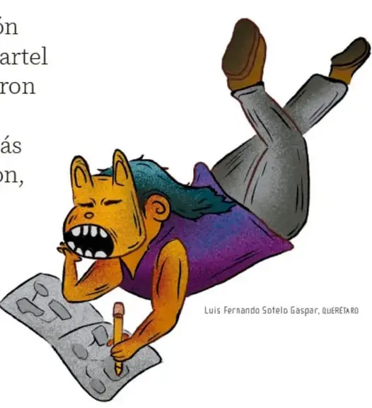 Ilustración de un personaje acostado dibujando sobre una hoja (crédito: Luis Fernando Sotelo Gaspar, QUERÉTARO).