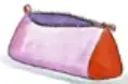 Ilustración de un estuche rosado con cierre.