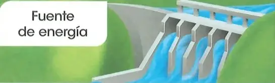 Una represa deja pasar agua por sus compuertas, representando la producción de energía eléctrica.