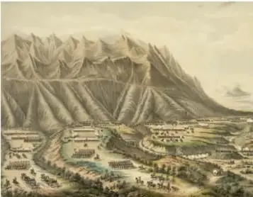 Paisaje de montañas y valle, probablemente cerca de Saltillo.