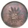 Reverso de una Moneda Villista de Chihuahua (Un Peso, 1915), plata, diámetro 38 mm, Colección Casa de Moneda de México, Museo Numismático Nacional.