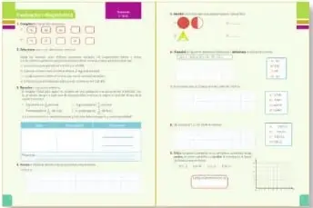Doble página de ejemplo de una evaluación diagnóstica.