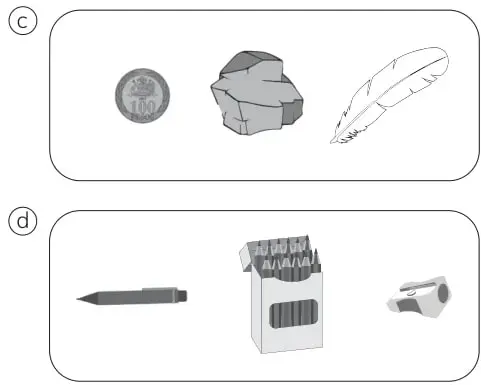 Mesa, silla y escoba para comparar peso.