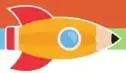 Ilustración de un lápiz con forma de cohete y el logotipo de Portafolio Mentor y Maya Educación.