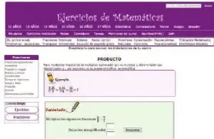 Captura de una plataforma titulada Ejercicios de Matemáticas, donde se muestran ejercicios interactivos.