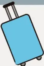 Ilustración de una maleta azul de viaje.