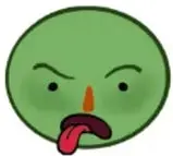 Carita verde con lengua afuera (asco).