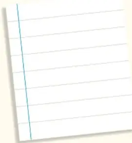 Ilustración de una hoja de cuaderno rayada, que invita a escribir los hallazgos de la investigación.