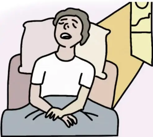 Ilustración de un adolescente sentado en la cama, con gesto de malestar o desánimo.