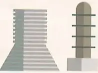 Ilustración de una ciudad con edificios, fábricas, vehículos, árboles, humo y una vía, que representa la interacción entre las actividades urbanas y el ambiente.