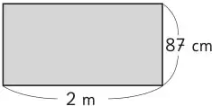Rectángulo gris con ancho 87 cm y largo 2 m