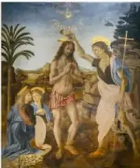 Bautismo de Cristo, pintura de Andrea Verrocchio conservada en la Galería Uffizi.