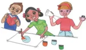 Una niña devuelve un objeto (bolso) a otra persona (ilustración de honestidad).