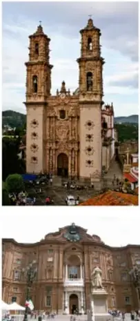 Fachada de una catedral barroca de dos torres con abundante ornamentación, plaza con público al frente.
