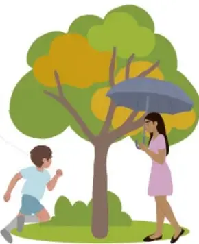 Dos viñetas: "Verano" (niña junto a un burro y un conejo en pradera) e "Invierno" (persona con abrigo, gorro y guantes caminando con perro bajo la nieve).
