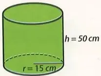 Cilindro de radio 15 cm y altura 50 cm.