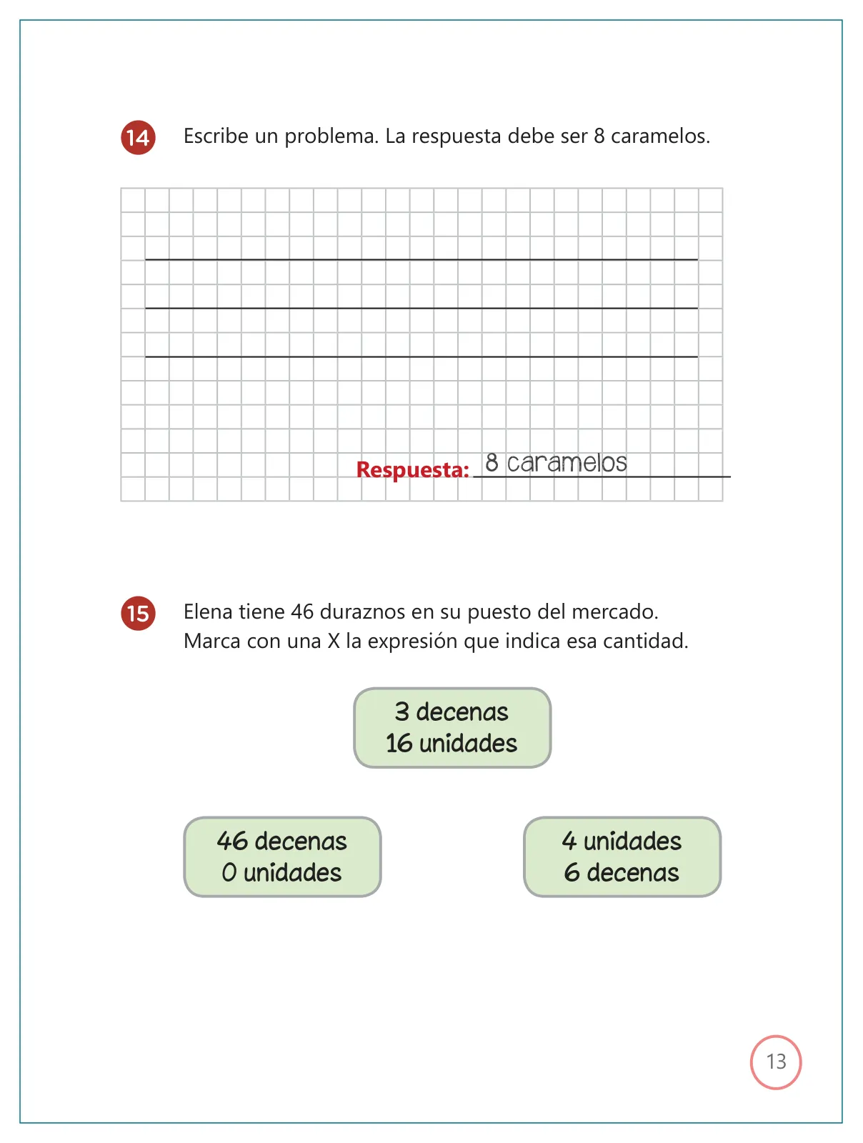 Miniatura página 13 de Kit de evaluación Salida 1 Demostrando lo que aprendimos : Matemática, tercer trimestre, ﻿Segundo grado - Primaria · 2019