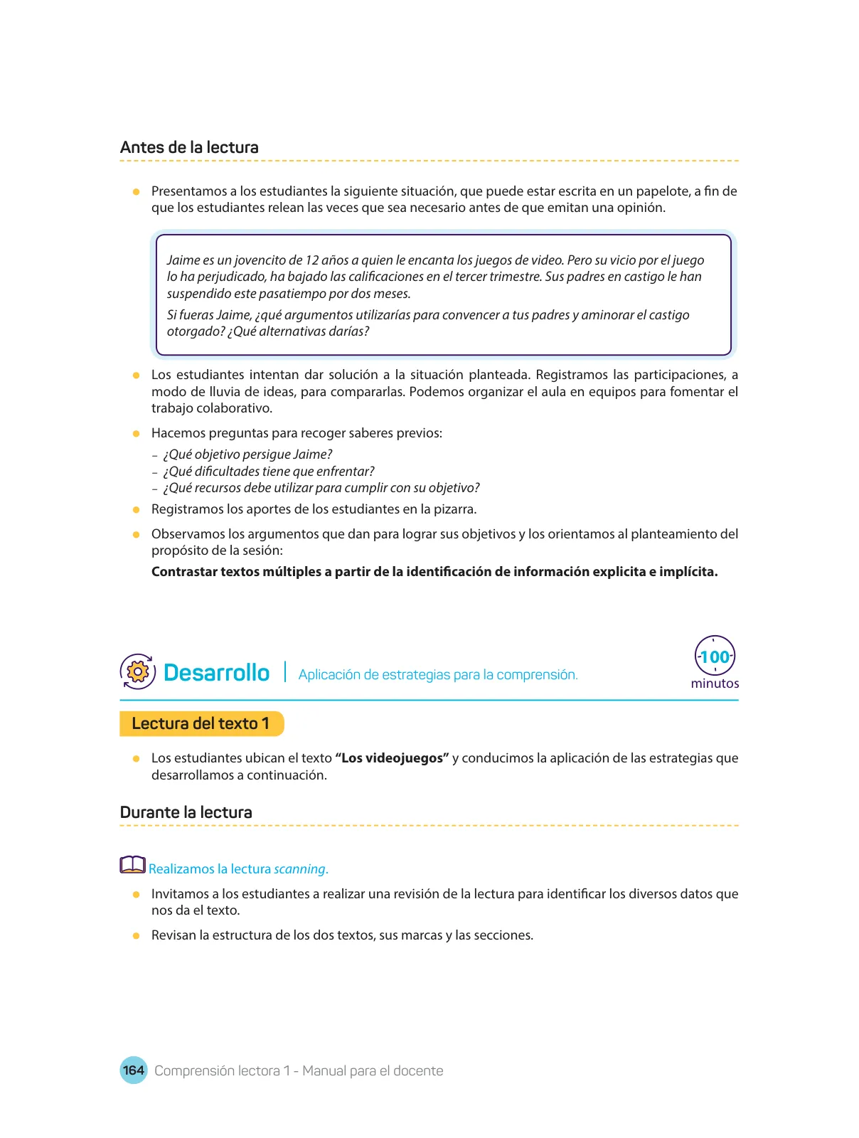 Miniatura página 166 de Comprensión lectora : manual para el docente de primer grado de Secundaria 2018 · 2018