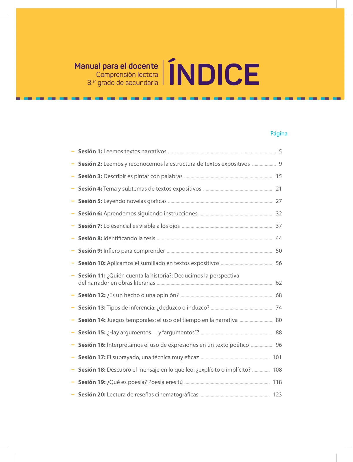 Miniatura página 5 de Comprensión lectora 3 : manual para el docente de tercer grado de Secundaria · 2017