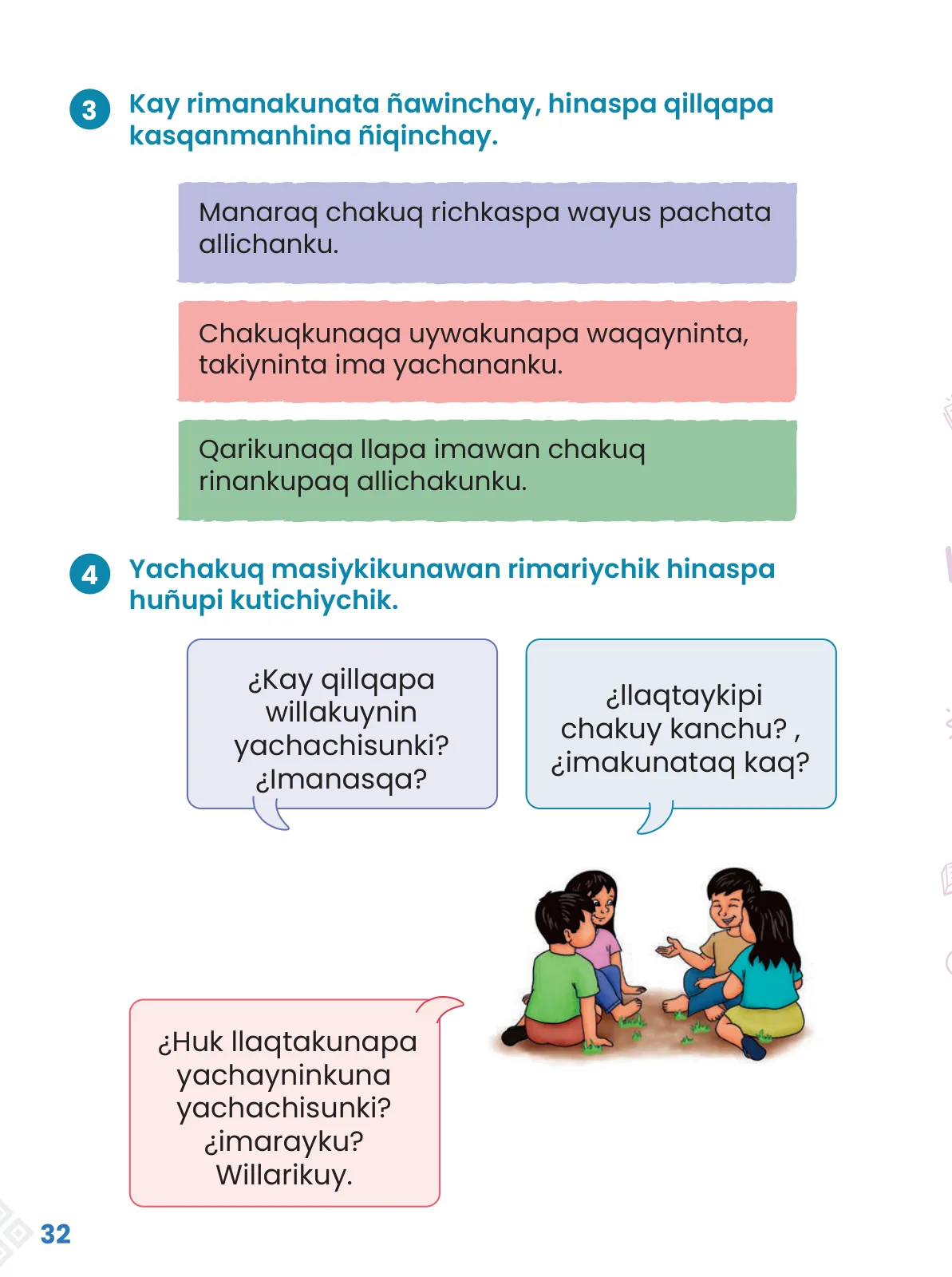 Página 34 de Ñawinchana Maytu 2 Quechua - Chanka. Texto de Comunicación del 2° Primaria - Quechua Chanka · 2023