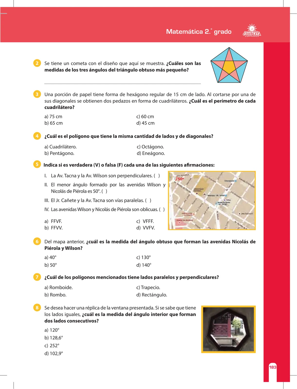 Página 183 de Matemática 2 : cuaderno de reforzamiento pedagógico - JEC · 2016