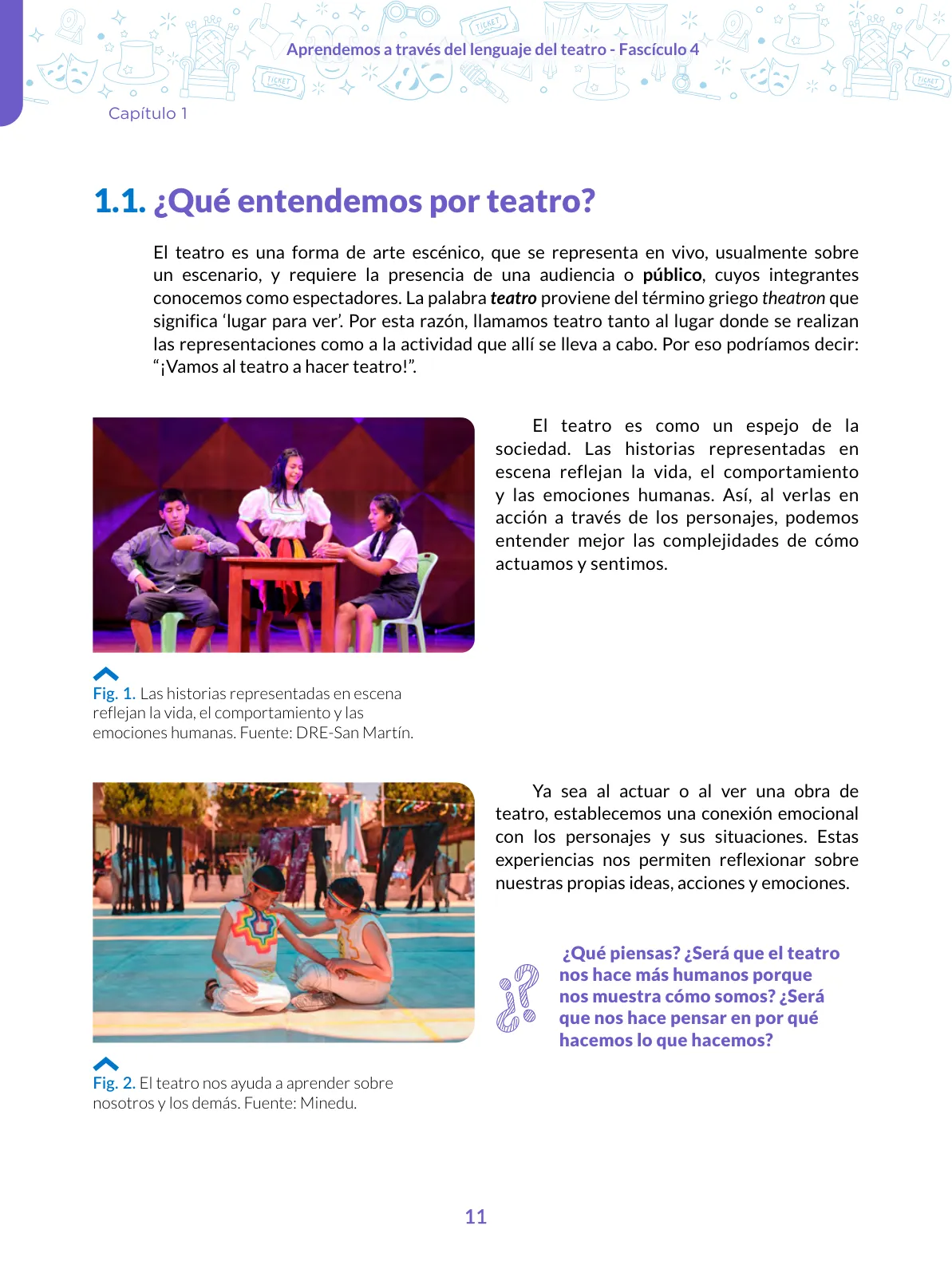 Miniatura página 11 de Aprendemos a través del lenguaje del teatro Fascículo 4 para estudiantes de Educación Secundaria · 2024