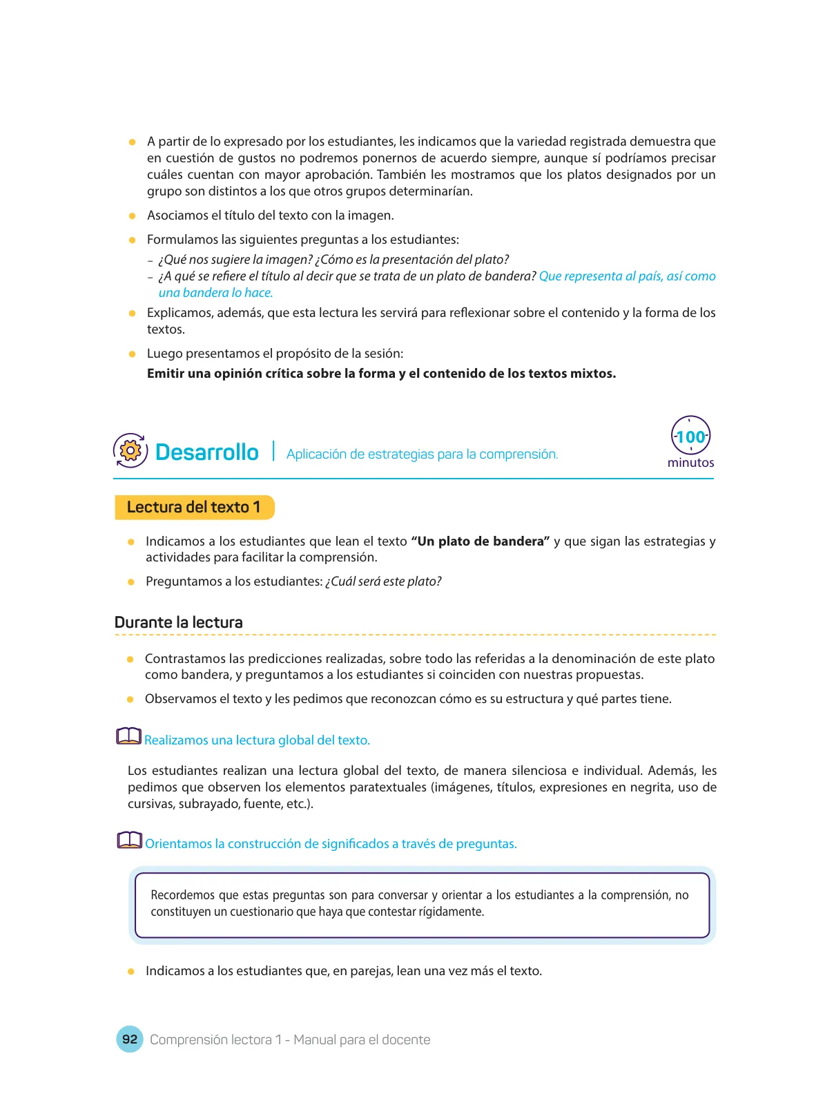 Miniatura página 94 de Comprensión lectora : manual para el docente de primer grado de Secundaria 2018 · 2018
