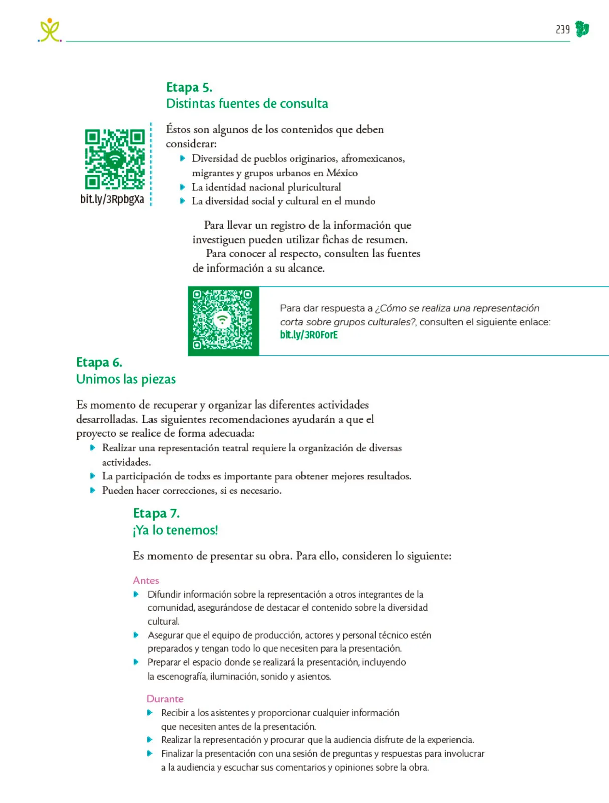 Miniatura página 240 de Colección Ximhai. Nuestro libro de Proyectos. Tomo I.   Libro de Educación Telesecundaria Grado 1°  Ciclo Escolar 2025 - 2026