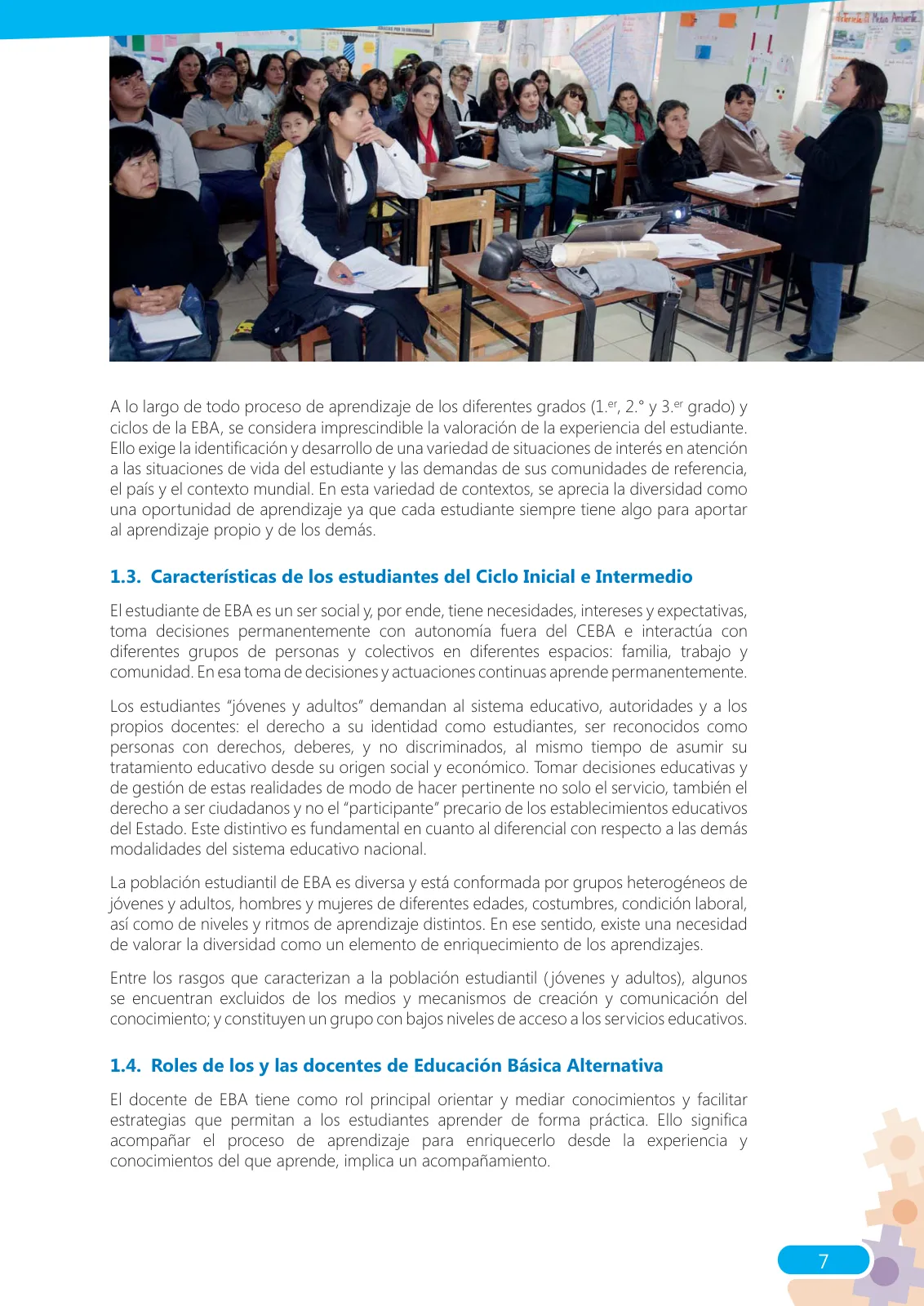 Página 7 de Guía para el docente sobre el uso del material educativo, Quechua Chanka. Ciclos Inicial e Intermedio, área de Comunicación · 2020