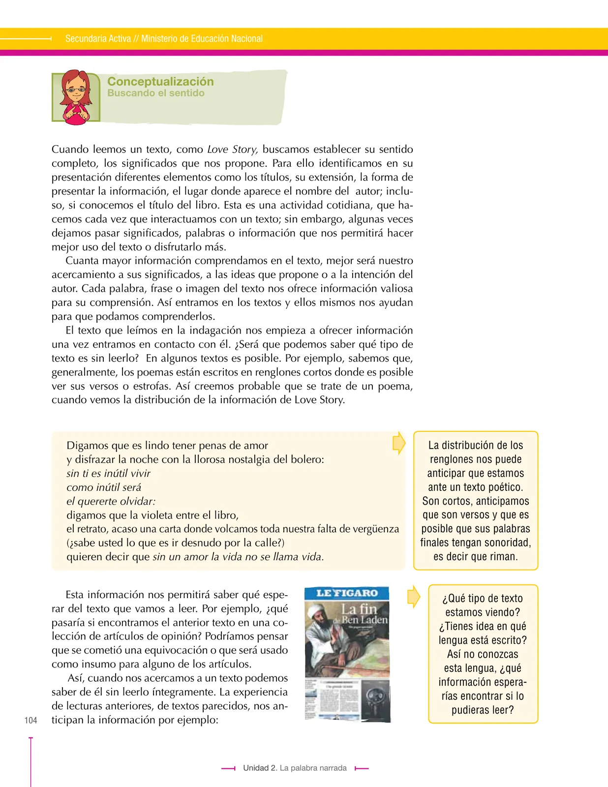 Página 104 de Lenguaje 8° · Secundaria Activa