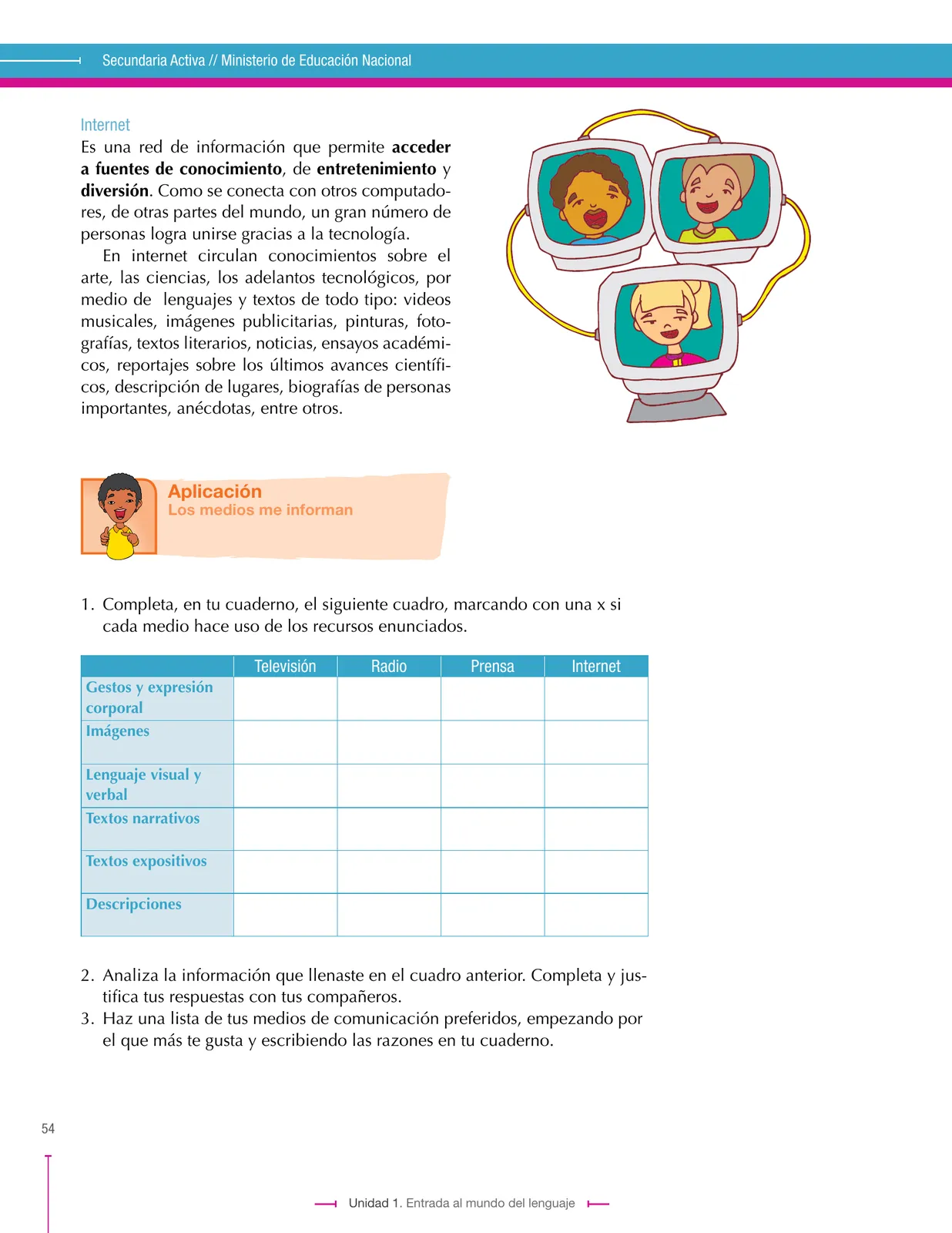 Miniatura página 54 de Lenguaje 6° · Secundaria Activa