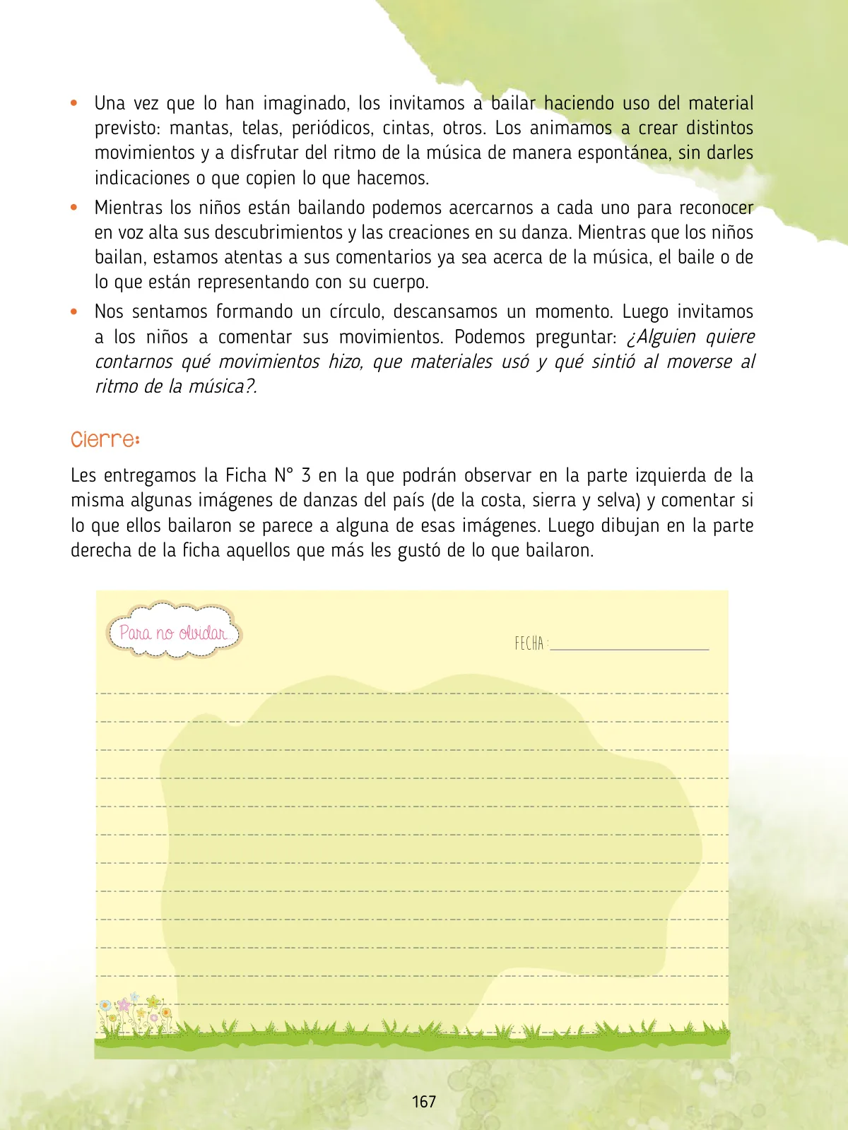 Página 169 de Agenda pedagógica 2017-2018 para docentes de II Ciclo de Instituciones de nivel de Educación Inicial · 2017