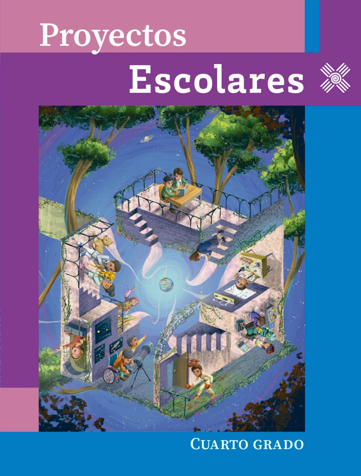 Portada de Proyectos Escolares. Libro de Educación Primaria Grado 4° Ciclo Escolar 2025 - 2026