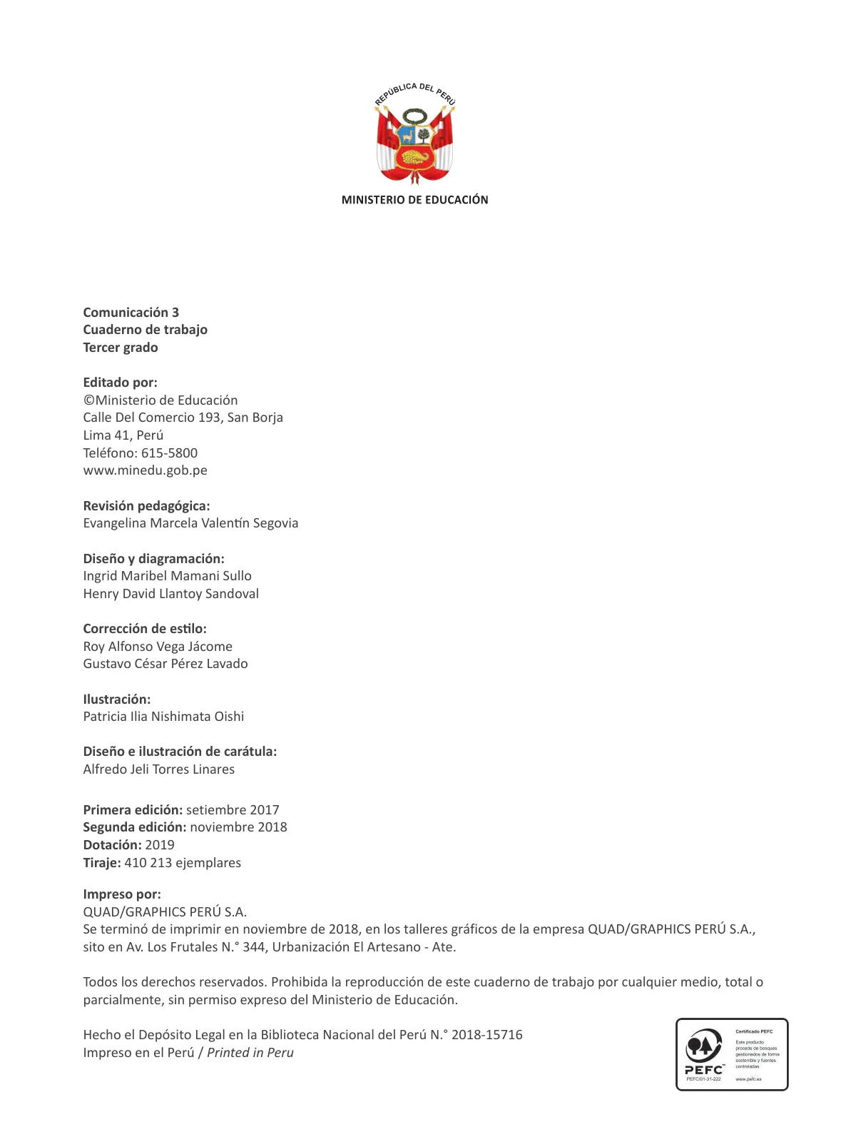 Página 4 de Comunicación 3 : cuaderno de trabajo para tercer grado de Educación Primaria 2019 · 2019