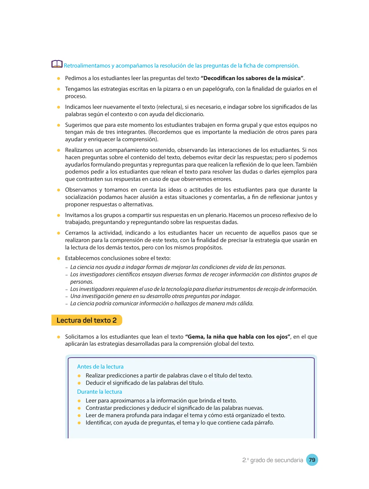 Miniatura página 81 de Comprensión lectora : manual para el docente de segundo grado de Secundaria 2018 · 2018