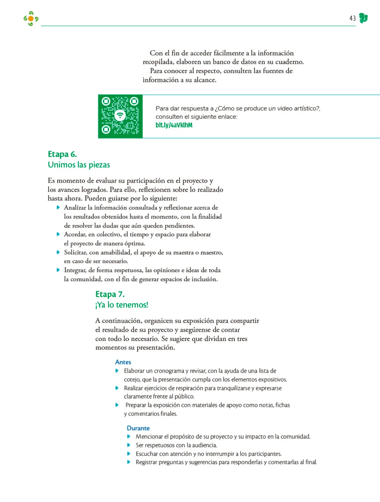 Miniatura página 44 de Colección Nanahuatzin. Nuestro libro de Proyectos.  Tomo III.  Libro de Educación Telesecundaria Grado 3°  Ciclo Escolar 2025 - 2026