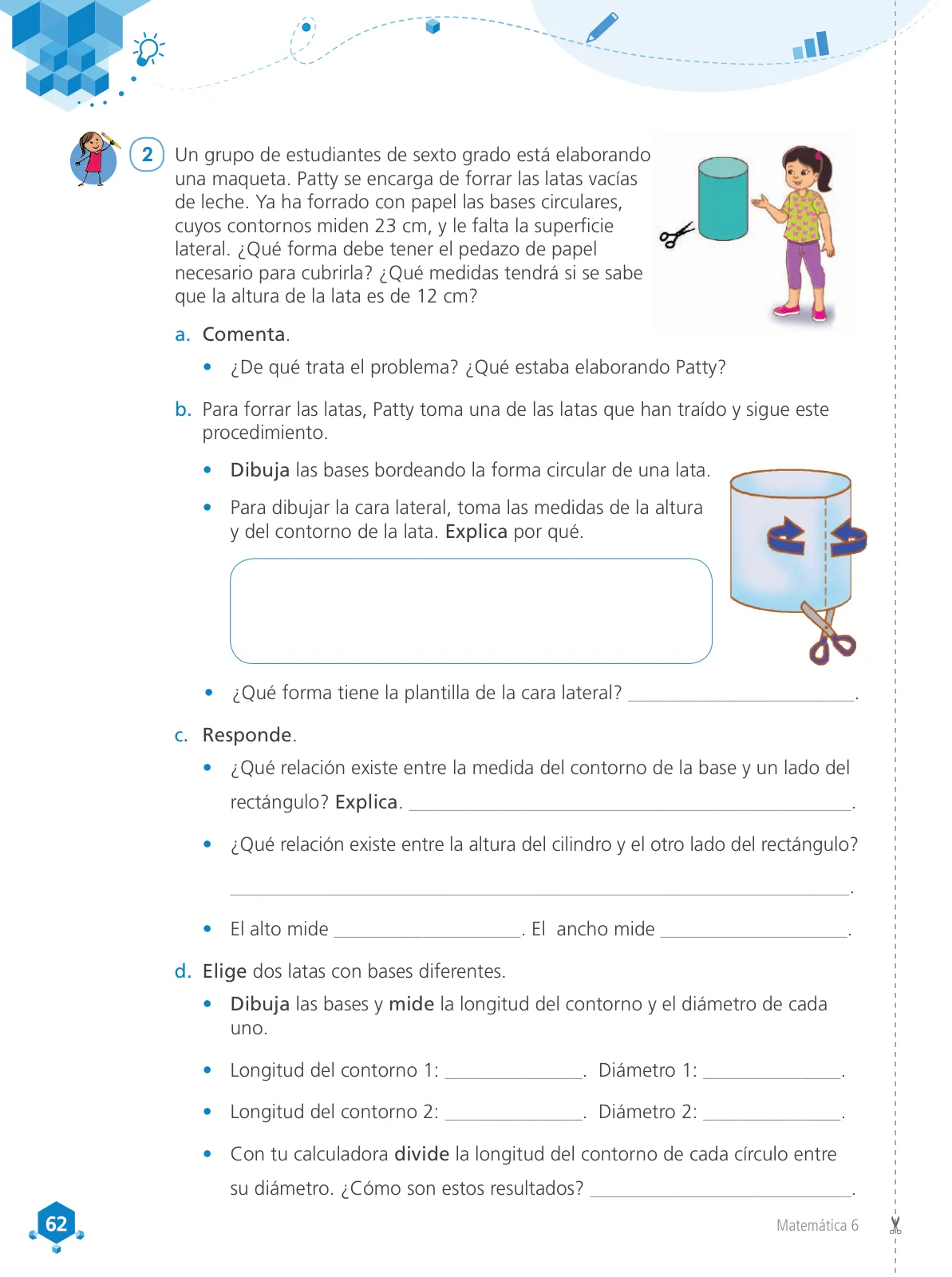 Página 64 de Matemática 6 : cuaderno de trabajo para sexto grado de Educación Primaria 2019 · 2019