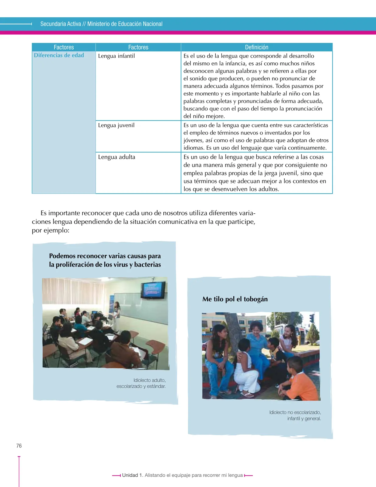 Página 76 de Lenguaje 7° · Secundaria Activa