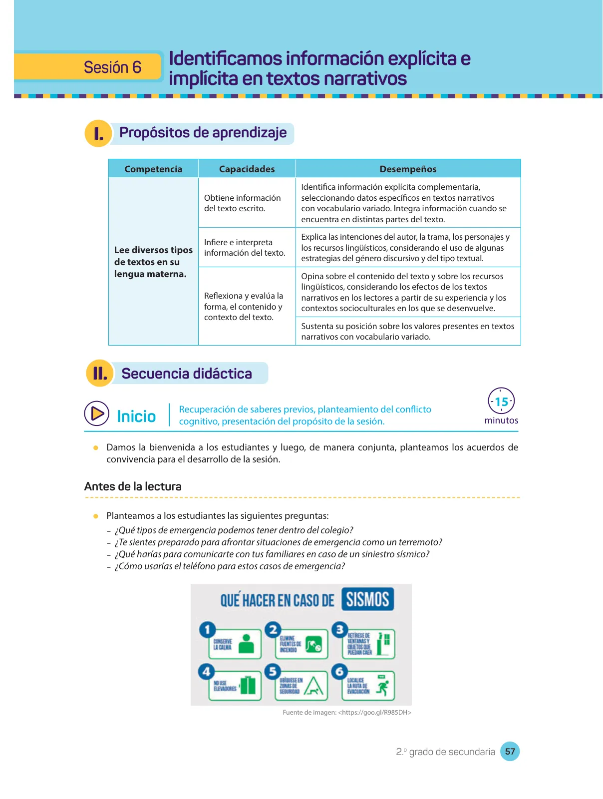 Página 59 de Comprensión lectora : manual para el docente de segundo grado de Secundaria 2018 · 2018