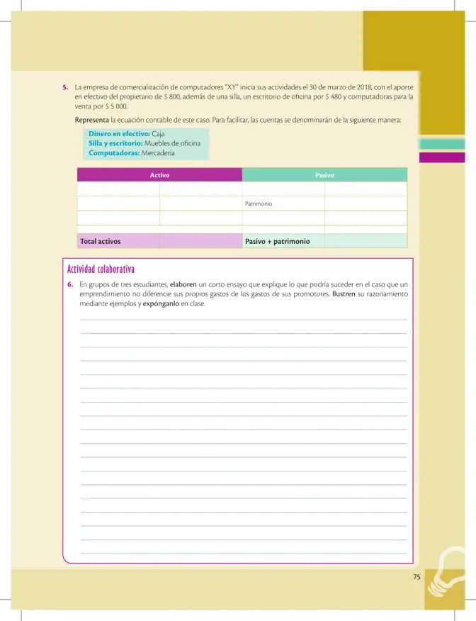 Página 75 de Emprendimiento Y Gestion 1° · Bgu 1 Emprendimiento Y Gestion 2019 · 2019